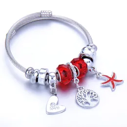 Mode Crystal Charms Armbänder Armreifen Edelstahl Blumenpaar lieben Tierstärker Anhänger einstellbare Armbandschmuck für Frauen