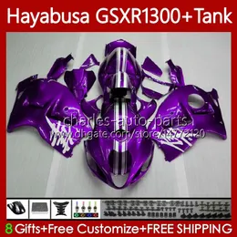 OEM Body + Tank för Suzuki Hayabusa GSXR 1300CC GSXR-1300 1300 CC 1996 2007 74NO.132 GSX-R1300 GSXR1300 96 97 98 99 00 01 GSX R1300 02 03 04 05 06 07 Fairing Kit Metal Purple