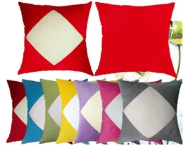 DHL50pcs Sublimation DIY Blank Color Patchwork Plush Square Pillow Cover Sofa Chair Pillow Case Home Decor Size40*40cm