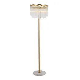 Nordic Simple Metal Floor Lamp Dekoration för Home Hotel Villa Vit Marmor Bas Modern Luxury K9 Crystal Stående Lights E27 LED-lampa