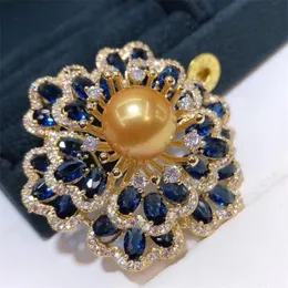 D925 Jewelry Filled 11-12mm Fresh Water Gold Pearl Brooch For Women Fine Presents