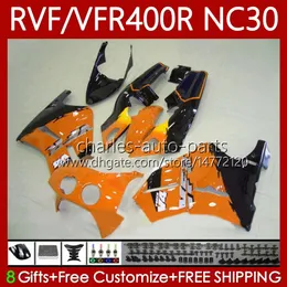 Fairings Kit för Honda VFR400 R RVF400R NC30 V4 1989 1990 1991 1992 1993 79NO.109 RVF VFR 400 RVF400 R 400RR VFR 400R VFR400RR Ljusorange 89-93 VFR400R 89 90 91 92 93 Kropp