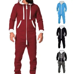 Vuxna unisex pyjamas mens kvinnor en bit bomull pyjamas sleepwear soversluit röd / blå pyjamas man ny 201023