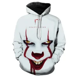 Ny Amerisk Skräckfilm Det Kapitel Två 3D Hoodies Män Kvinnor Casual Sweatshirts IT PennyWise Cosplay Chucky Sweatshirt 201020