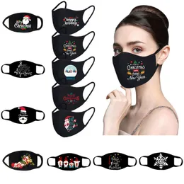 Bomull Fashion Face Masks Män Kvinnor Dammskyddad Svart Bomull Masker Tvättbara Återanvändbar Julmotiv Designer Ansiktsmasker