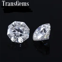 Transgems 6.00 mm sekizgen kesilmiş beyaz f renk gevşek moissanit mücevher yüzen kolye yapmak için mükemmel parlaklık 1Piece y200620