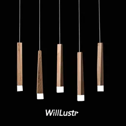 Minimalistisk trä ledd hängande lampa matchstick suspension ljus middag mötesrum kontorsbalk mot akryl hängande belysning