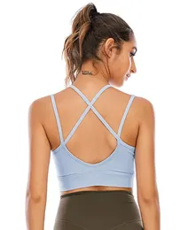 Gymkl￤der Nylon Fitness Sports Bra Crop Top Tank f￶r kvinnor Sexig tr￤ning Yoga Bras Exponerad Back POLLDED FODE Underwear Bra1