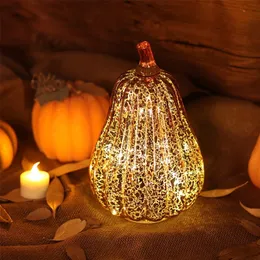 Szklana Dyni Light LED świecące Delikatne Dekoracyjne Lampy Zaopatrzenie na Święto Dziękczynienia Dekoracje Spadek Halloween Y201006