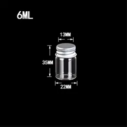 100 adet Yıldız Seyahat Kozmetik Şişeleri Yeni Geliş dileğiyle 22x35 mm 6ml Alüminyum Vidalı Cap Mini Cam Şişeler