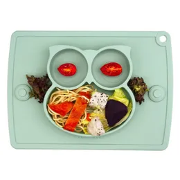 Qshareの赤ちゃんプレースマットのシリコーン吸引板は子供のための乳児の乳幼しの食品食器皿の餌食な皿をきれいにするシリコンマットLJ201019