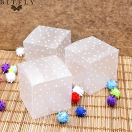 Gift Wrap 10pcs Square PVC Transparent Dot Candy Box Chocolate Sweet Cube Wedding Favor Mariage Birthday Party Supply1