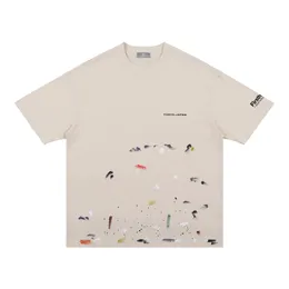 22SSサマーティースプラッシュインクハンドペイントグラフィティTシャツ男性女性ファッションストリートカジュアル特大コットンTシャツ