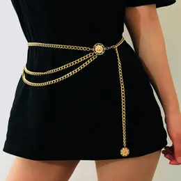 Women Retro Gold Wedding Sashes Waistbands All-match Multilayer Long Tassel for Party Jewelry Dress Waist Chain Coin Pendant Belt