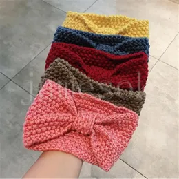 12 färger stickade virkning pannband kvinnor vinter sport bowknot hårband turban yoga pannband beanie cap pannband party gynnar db402