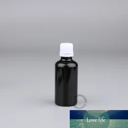 20 x Partihandel 50 ml glas svart eterisk oljeflaska Tomt Tamper Bevis Cap Rökolja Flaskor Kosmetiska behållare Förpackning