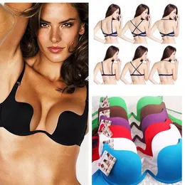 BH Ladies Deep U Bra Women Underwear Backless Intimates Underwire A B 70 75 80 85 Push Up Girls Reggiseni sexy Lingerie brasier mujer 201202