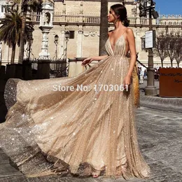 Cheap Blitter вечернее платье для свадьбы 2020 открыть обратно линия выпускные платья арабский Дубай вечерние платья турецкие кафтаны Vestido LJ201119