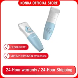 Konka USB Baby Electric Hair Trimmer 320 mAh Bateria Biała Clipper IPX7 Wodoodporny R-Angle Ceramic Stal Razor 220216