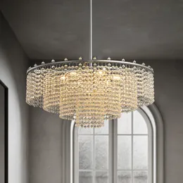 Novos candelabros de cristal modernos para sala de estar Luxo Decoração LED Lâmpada Cristal Rodada Sala de Jantar Suspensão Luminária