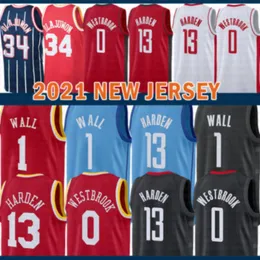 2021ニュージェームズ13ハーデンバスケットボールジャージーラッセル0ウェストブルックメンズヘイクム34オルウォン安いジョン1ウォールメッシュレトロホワイト