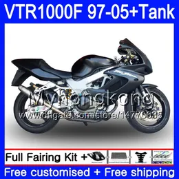 Körper + Tank für HONDA SuperHawk VTR1000F 97 98 99 00 01 05 56HM.48 VTR1000 F VTR Mattschwarz 1000 F 1000F 1997 1998 1999 2000 2001 Verkleidungen