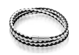 Mens Läder Bangle Armband Svart / Brunt Mesh Magnetiskt Rostfritt Stållås Dubbel Wrap Wristband Beautiful Ti Jllxaf ffshop2001