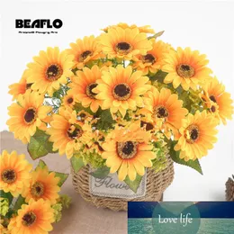 1 bouquet di fiori artificiali di girasole, fiori finti in seta con foglie, per negozio fai da te, casa, giardino, decorazione di nozze