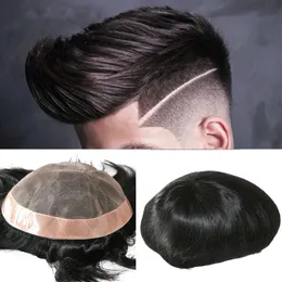 Mono Male Toupees Human Hairpiece Swiss Lace PU Around Prosthesis Durable Breathable Men Replacement System Pure Handmade For Men