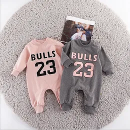 Fashion Newborn Baby Boy Girls Clothes letters Long sleeves Romper Autumn Winter Warm Sports Toddler Jumpsuit Outfits 0-18M 201027