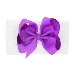 Baby Girls Bow Headbands Kids Nylon Elastiska Bowknot Hårband Hårtillbehör Grosgrain Hairs Band Turbon Knot Headdress 12 färger