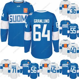 2016 World Cup of Hockey Finland Team Jersey Komarov Granlund Haula Ristolainen Filppula Vatanen Rask Jokinen Men Women Youth Custom Hoceky Jerseys