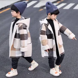 Nya ankomster Autumn Winter Boys Hoodies Baby Wearing Coat för 2-13 år Småbarn Kids Långärmad Plaid Plaid Casual Tops Outwear Coats Two Colors