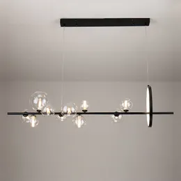 Nordic modern minimalist oturma odası lambası yaratıcı kişilik ev villa salonu yemek odası ışıkları açık cam top kolye ışık