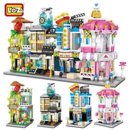 Loz Mini Blocks Cidade Vista Cidade Cinema Loja de Varejo Candy Shop Architecture Modelos Blocos de Construção Brinquedo de Natal para Crianças LJ200928