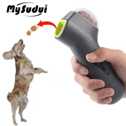 Hundmat Interaktiv leksak Dispenser Utbildning Utbildning Toys Auto Pet Food Thrower Puppy Mater Intelligence Snack Gun IQ Training LJ201125