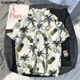 Inkrun 2020 Mężczyźni Dorywczo Koszula Drukuj Krótki Rękaw Bawełniany Streetwear Wakacje Plaża Hawajskie Koszule Mężczyźni Bluzka Camisa Masculina 5xl