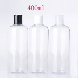 400 ml Skivskruvlock Kosmetik Plastbehållare, Rensa tomma flytande tvål Shampooflaskor 400cc Transparent flaska 15pc / lot