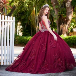 Burgundy Quinceanera Dresses Ball Gown Prom Lokaler Robe de Soirée Vestidos de 15 años Anpassad