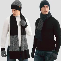 Winter Knit Beanie Hat Neck Warmer Scarf and Touch Screen Gloves Set 3 Pcs Fleece Lined Skull Cap for Men Women