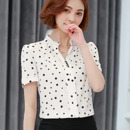 summer chiffon office lady blouse women shirt fashion short sleeve stripe women's clothing women's tops blusas LJ200831
