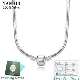 2020 vendita calda fine argento 925 catena del serpente collana con certificato Fit originale perline pendenti di fascini gioielli fai da te regalo LJ201009