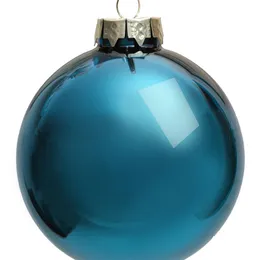 Promotion - 5PCS/PAK, Home Event Party Christmas Xmas Decoration Ornament 80mm Glass Painted Blue Bauble Ball 201203