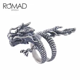 Band Rings Punk Animal Dragon Ring 100% Real 925 Sterling Silver For Men Women Vintage Retro Party Unisex Jewelry Z41