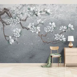 Niestandardowy samoprzylepny tapeta 3D Ręcznie malowany magnolia kwiat fotos murale ścienne salon sofa