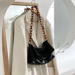Czarna modna prosta designerska damska skórzana torba na ramię wysokiej jakości miękka skórzana teczka o dużej pojemności torebka z łańcuszkiem osobowości