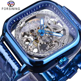 Nowy handel zagraniczny transgraniczny pełny automatyczny pusty zegarek mechaniczny męskie skórzane pasek zegarki na rękę