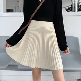 BETHQUENOY Knitted Pleated Skirts Womens Clothes Faldas Mujer Moda 2020 Sexy Mini Black Skirt Fashion Spodnica Jupe Femme Saias Y1214