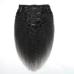 KLIP-IN HAIR PRZEDŁUGI KINKY prosty klip 8-24-calowy w naturalnym kolorze Brazylijskie Produkty Virgin Hair Produkty 120G