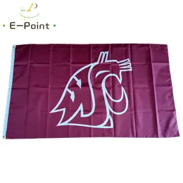 NCAA Washington State Cougars Flag 3 * 5ft (90cm * 150 سنتيمتر) البوليستر العلم راية الديكور تحلق المنزل حديقة العلم هدايا احتفالية